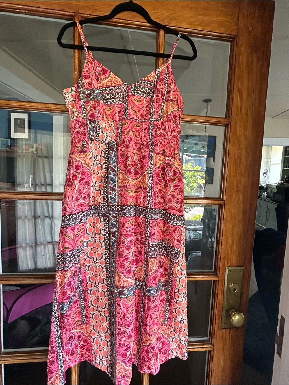 Old Navy Coral Paisley Patchwork Midi Sundress